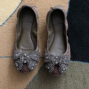 Tory Burch Eddie Crystal Bow Flats
